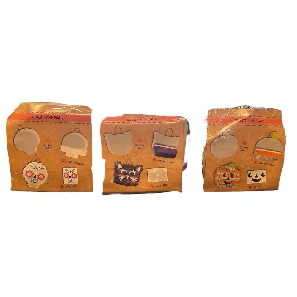 3x Kids Halloween Sugar Skull-Pumpkin-Cat Piñata
